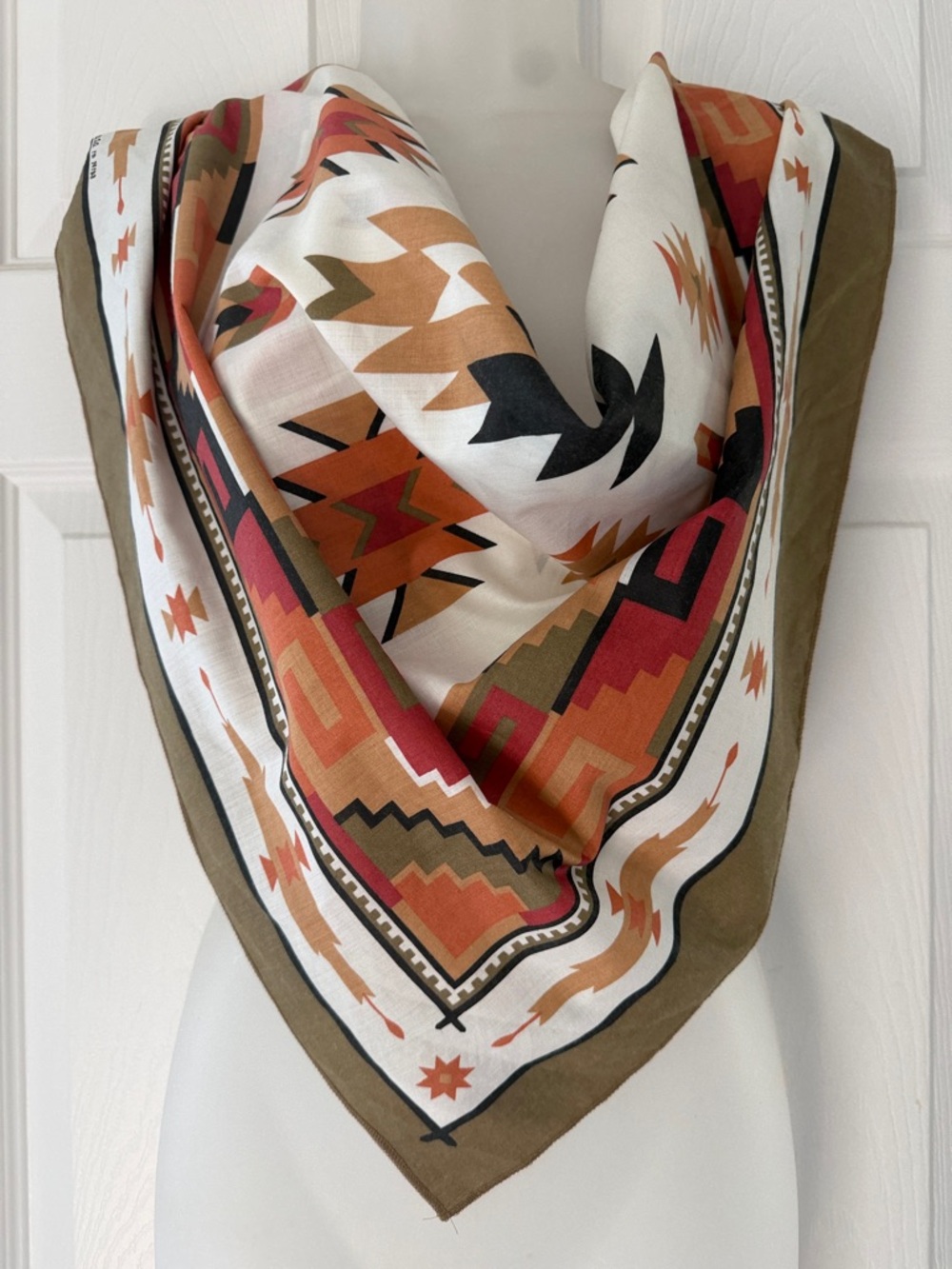 Vintage Wamcraft Southwestern Aztec Bandana Made in USA RN 14193 Boho Western